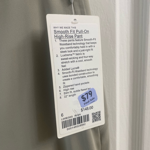 Lululemon Smooth Fit Pull-On High-Rise Pant | size 6 | warm ash grey - Picture 4 of 5